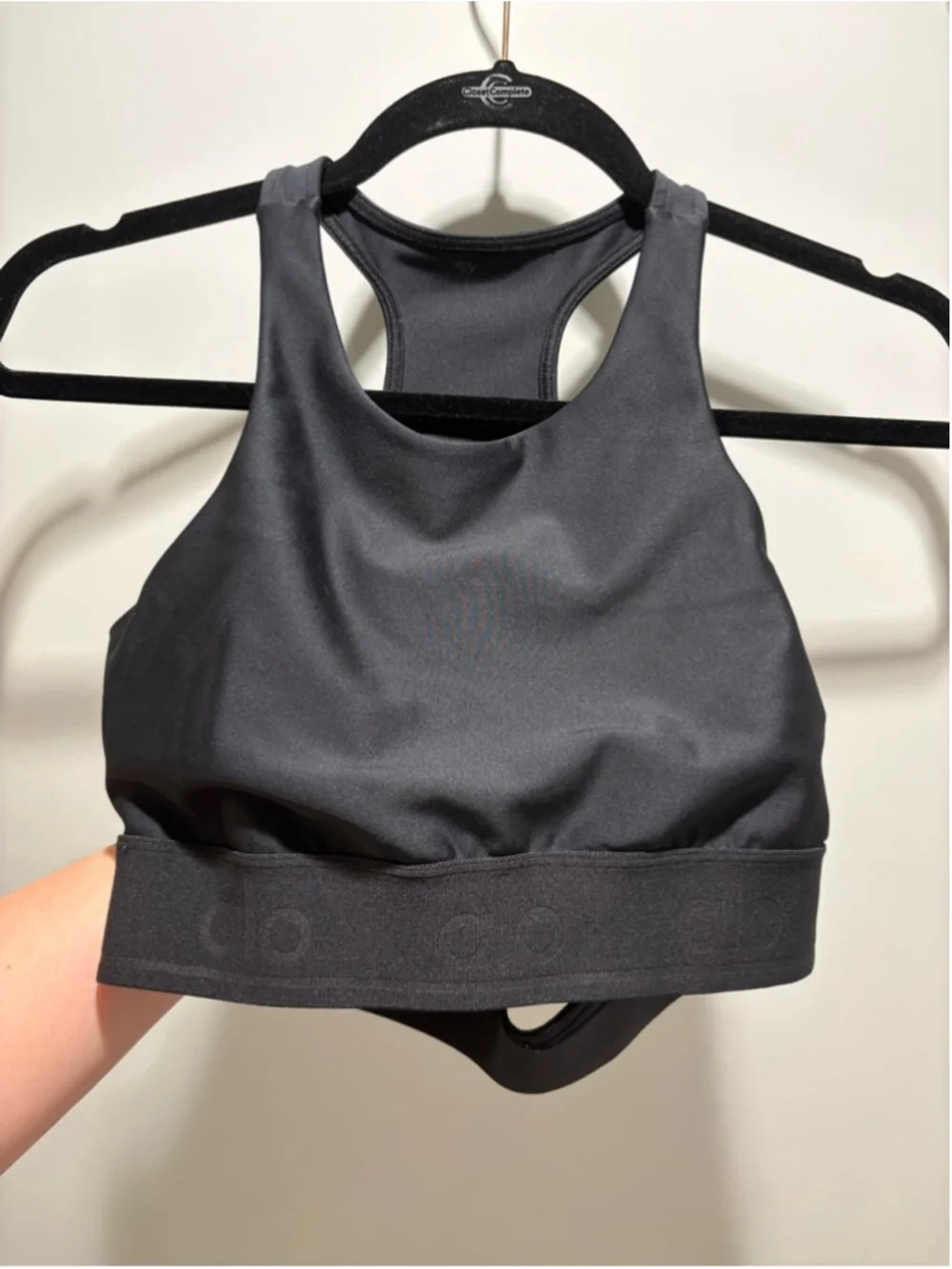 ALO Yoga Black Racerback Sports Bra with Supportive Band